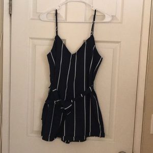 Navy Striped Romper